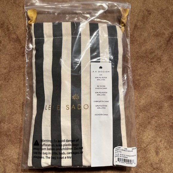 LELE SADOUGHI NWT AUTHENTIC JET BLACK TURQUOISE EMBELLISHED ELASTIC BRACELET - Picture 9 of 9